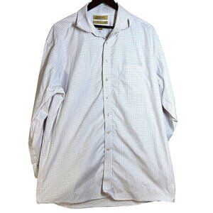 Roundtree & Yorke Gold Label 80s Non-Iron Pinpoint Check Plaid Dress Shirt 16.5